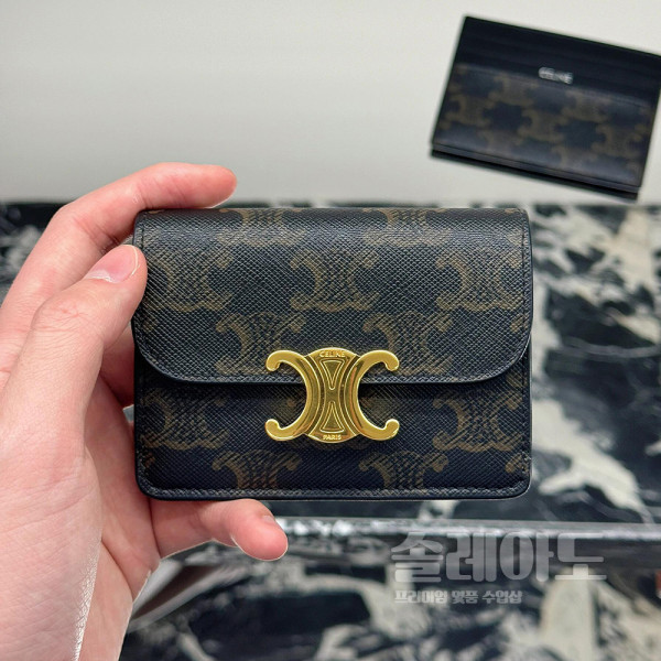 셀린느 플랩 트리옹프 카드 지갑 홀더 트리오페 캔버스 탠 10I582CPJ.04LU 블랙 10I583DPV.38NO